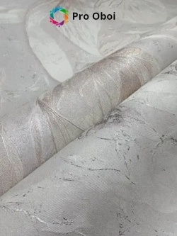 Gomel-FOX Обои флизелиновые метровые Chloe, вспененный винил серый с розовым оттенком цветы, в спальню, в прихожую, в кухню, длина 10м ширина 1.06м