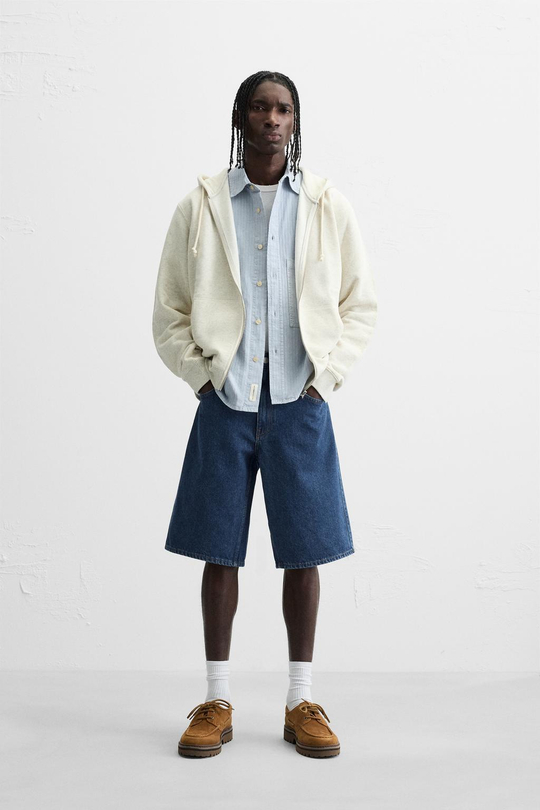 ZARA ДЖИНСОВЫЕ ШОРТЫ BAGGY-FIT, СИНИЙ