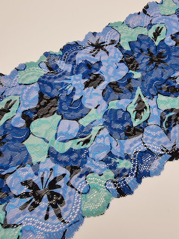 Кружево эластичное синий/голубой К636