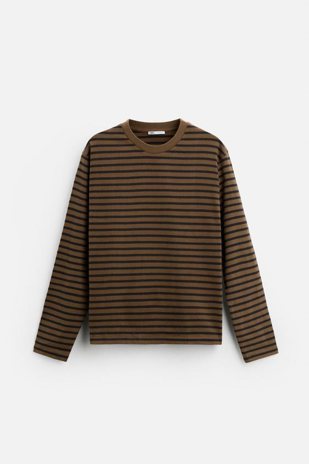 ZARA ФУТБОЛКА В ПОЛОСКУ, ЧЕРНЫЙ-КОРИЧНЕВЫЙ