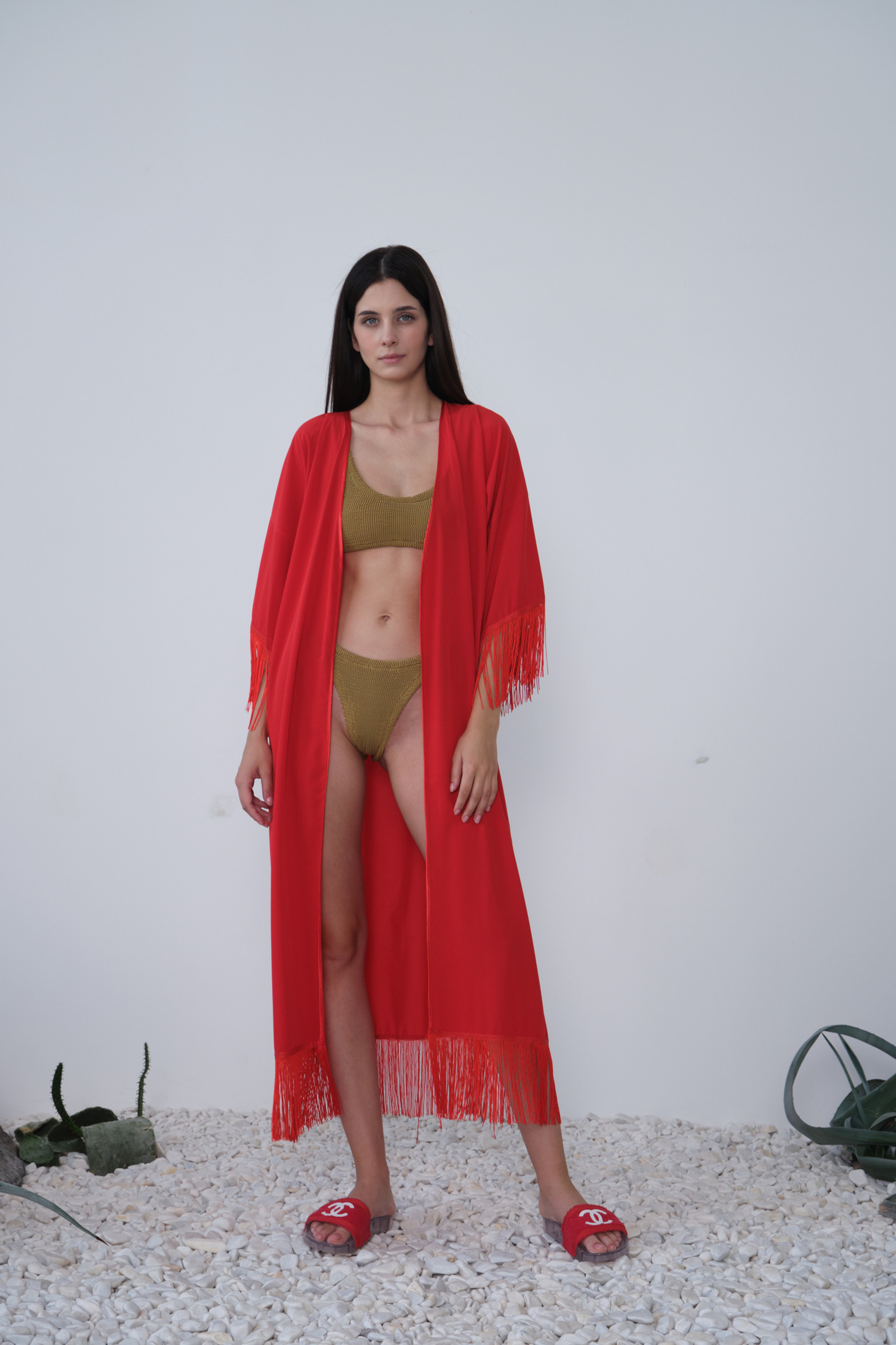 Туника с бахромой красная пошив