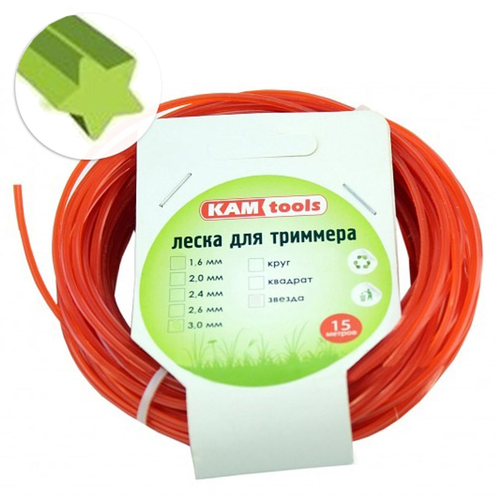 Леска для триммера ЗВЕЗДА, d-2 мм, дл-15 м,