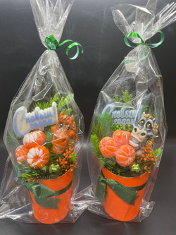 Ароматическое мыло ручной работы Конь и очищенные мандарины "С Новым Годом"