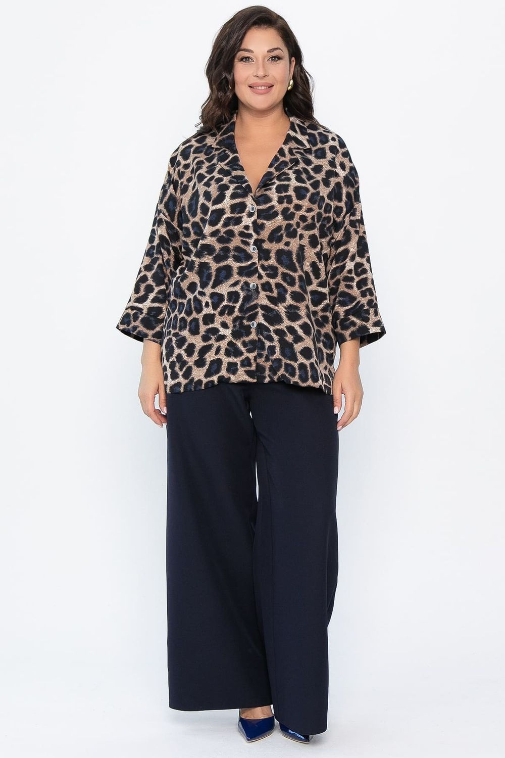 Костюм брючный Осенний шик (синий/лео) К14282-7М LT Collection