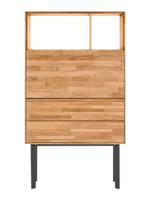 Комод деревянный с 2 ящиками и дверью Виби 85х32х151 см из массива дуба на металлических ножках, в стиле лофт