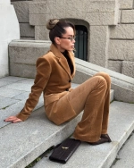 Брюки-клеш вельвет, Коричневый