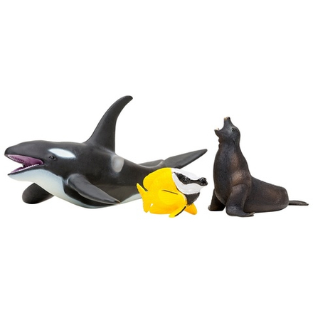 Фигурки игрушки серии "Мир морских животных": Касатка, рыбка-лиса, морской лев