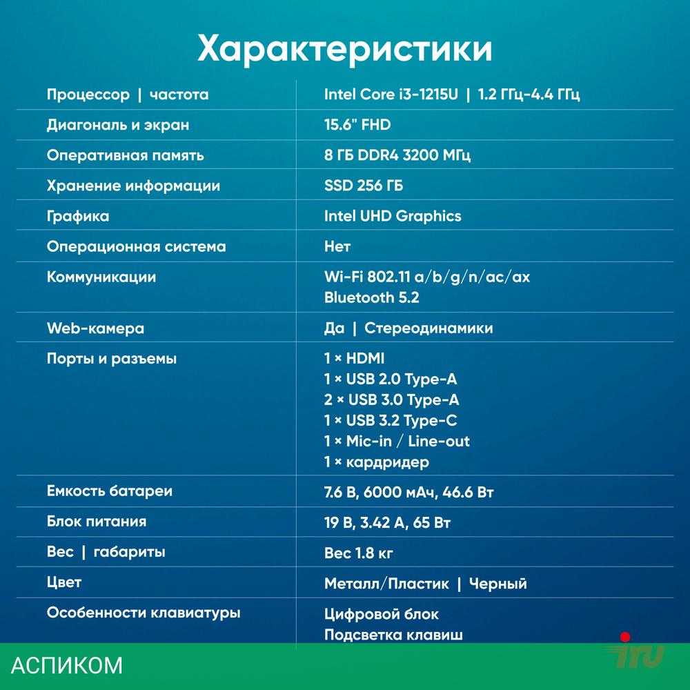 Ноутбук IRU Strato 15ALI