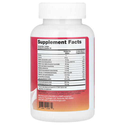 Theralogix, TheraNatal, одна капсула, 90 мягких таблеток