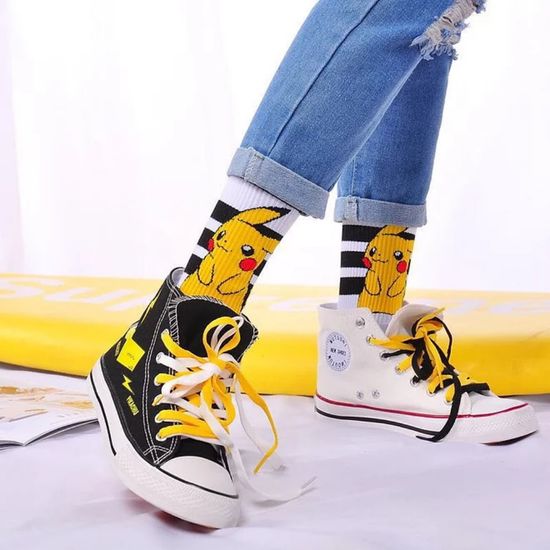 Носки Покемон "Пикачу" р-р 36-40 (белый, черный контраст)