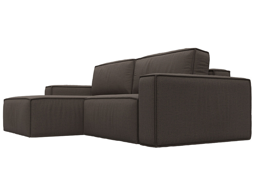 Диван угловой Прага классик левый угол, Амур 05 коричневый, Рогожка, 124834L