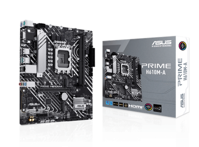 Материнская плата ASUS PRIME H610M-A R2.0, LGA1700 H610 2xDDR5 4xSATA3 2xM.2 D-Sub HDMI DP mATX