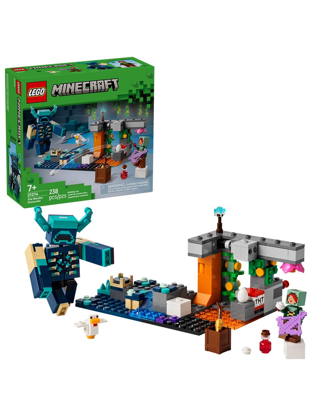 Конструктор Лего Майнкрафт Столкновение с Варденом 21274 | LEGO Minecraft The Warden Encounter набор  238 деталей 7+