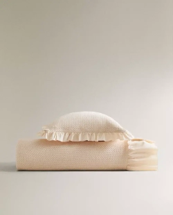 ZARA HOME ДЕТСКОЕ ПОКРЫВАЛО С ОБОРКАМИ, РОЗОВЫЙ