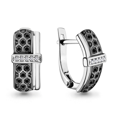 942319АЧ Серьги из Золота с бриллиантами из коллекции "Монохром"