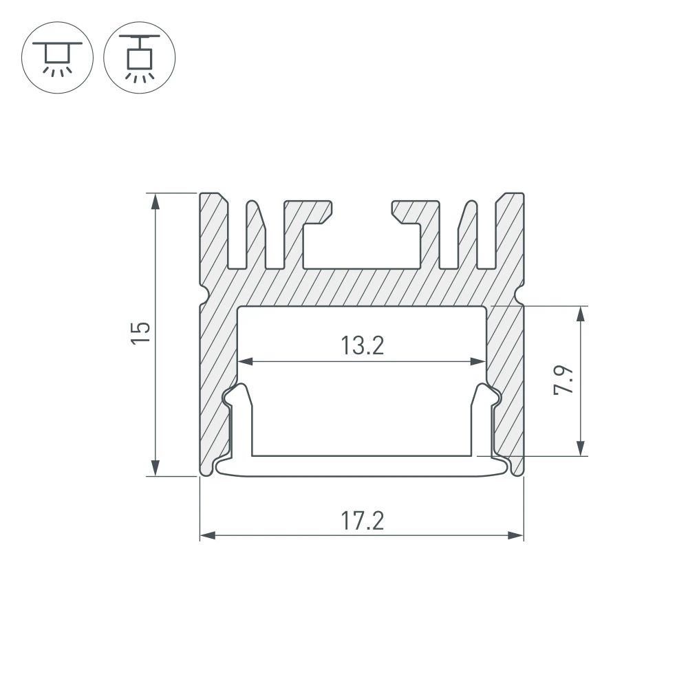 Профиль LINE-1716-2000 ANOD (Arlight, Алюминий) 046076