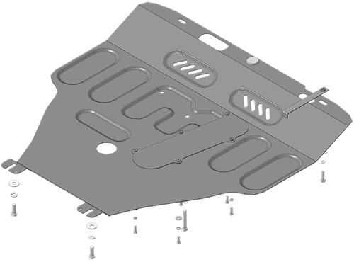 Защита картера двигателя, КПП. 2 мм, Сталь. для Nissan Micra 2003-2010, Motodor.71402