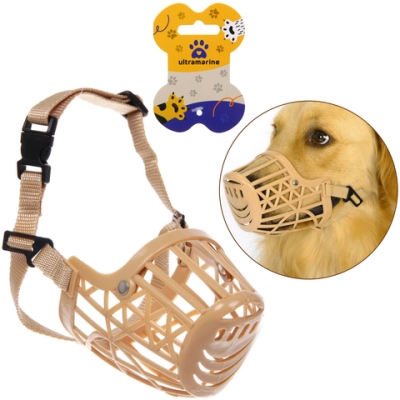 Намордник гуманный из гибкого пластика «Мой Бро», цвет светло - бежевый, №5 (лейбл)