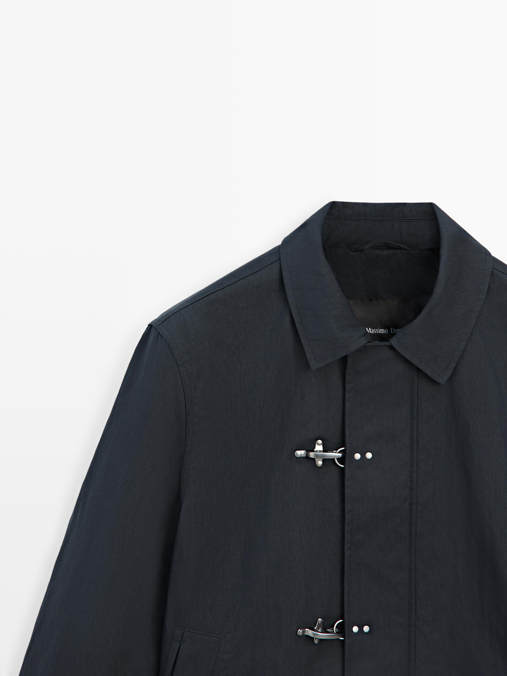 Massimo Dutti Куртка из смесового хлопка с застежками-тоггл, темно-синий