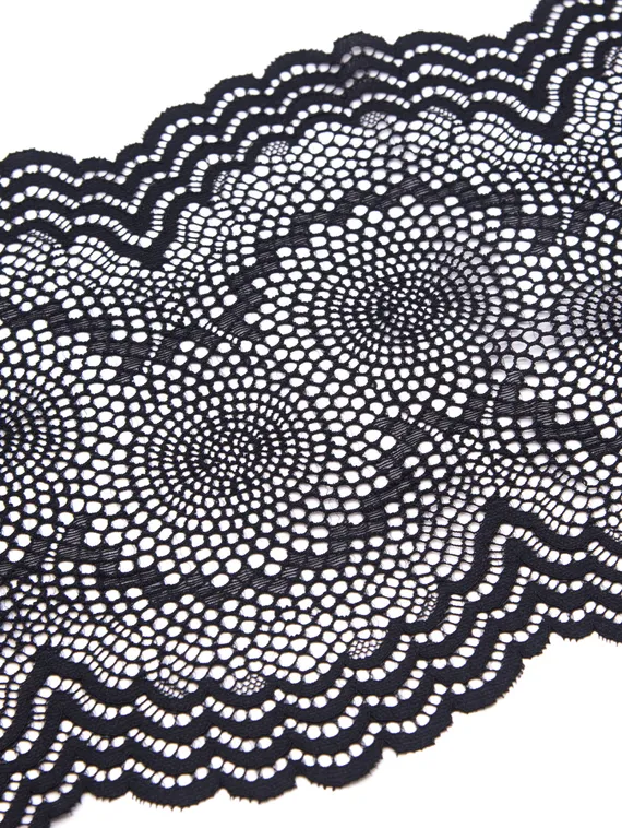 03-261 ОПТ Кружево эластичное 21 см, ажур, черный 170