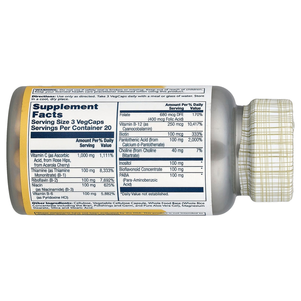 Solaray, Timed Release, мега-витамин B для снятия стресса, 60 растительных капсул