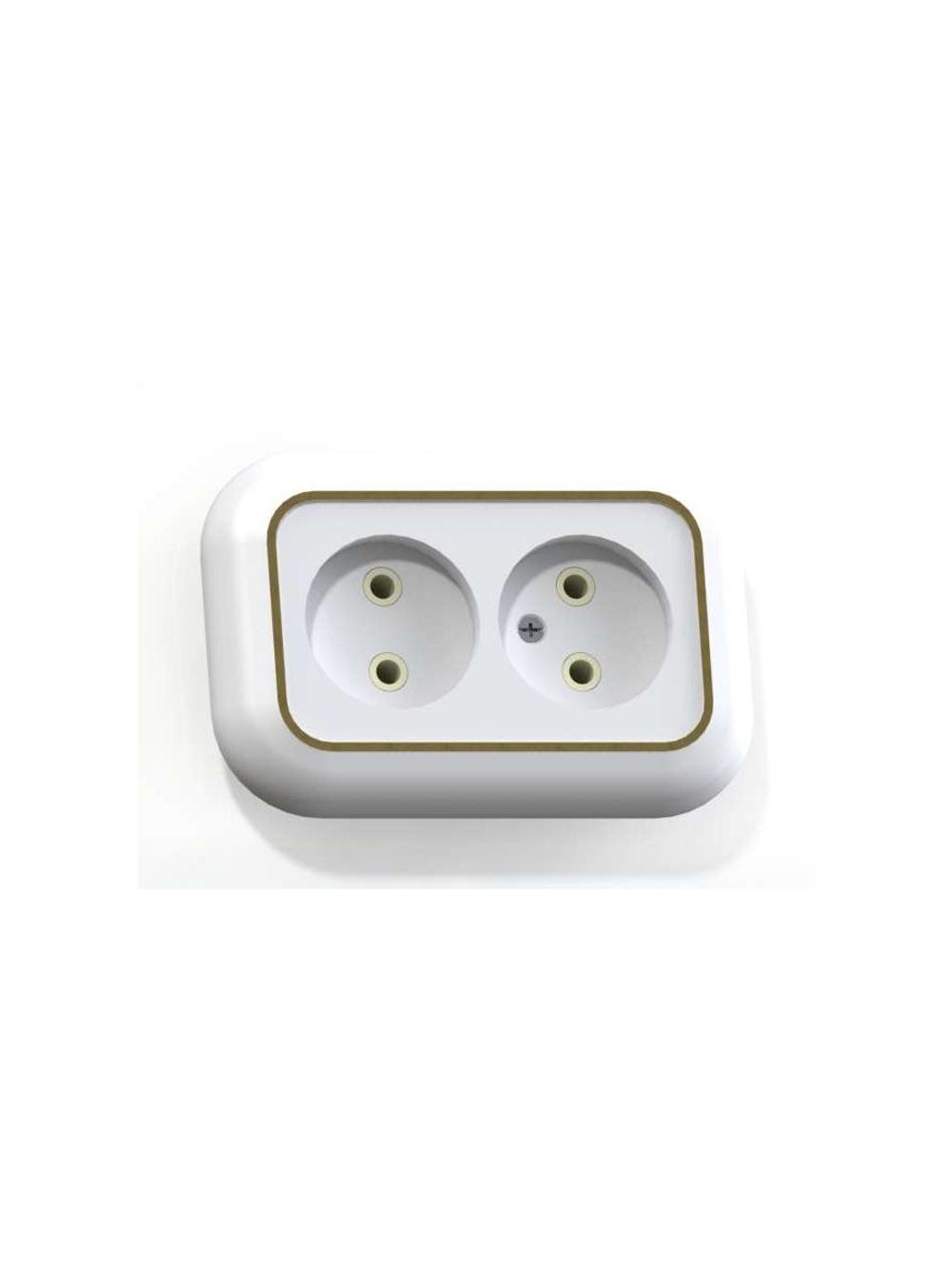 Розетка 2-м СП Валентина РС10-393 10А IP20 бел./зол. Кунцево 5450