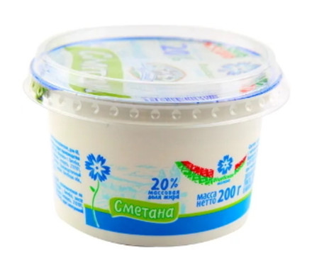 Сметана 20% 200г. Витебское молоко