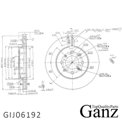 Диск тормозной передний с покрытием HONDA Jazz 02-08/City III 02-04,IV 08-13 D=258 GANZ GIJ06192