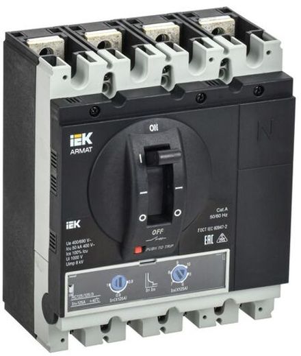Выключатель автоматический в литом корпусе 4п G 50кА 125А расцепитель термомагнитный регулируемый ARMAT IEK AR-MCCB-4G-050-0125A-ATUC