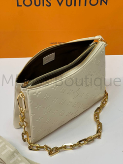 A great option for everyday life in style. Coussin PM premium bag is made of lamb leather with embossed brand logo. Inside is a khaki microfiber lining. Three compartments in the bag, the central one with an additional zipper. Removable solid gold chain and wide adjustable removable belt. The handbag can be used as a clutch by removing all the adjacent accessories.