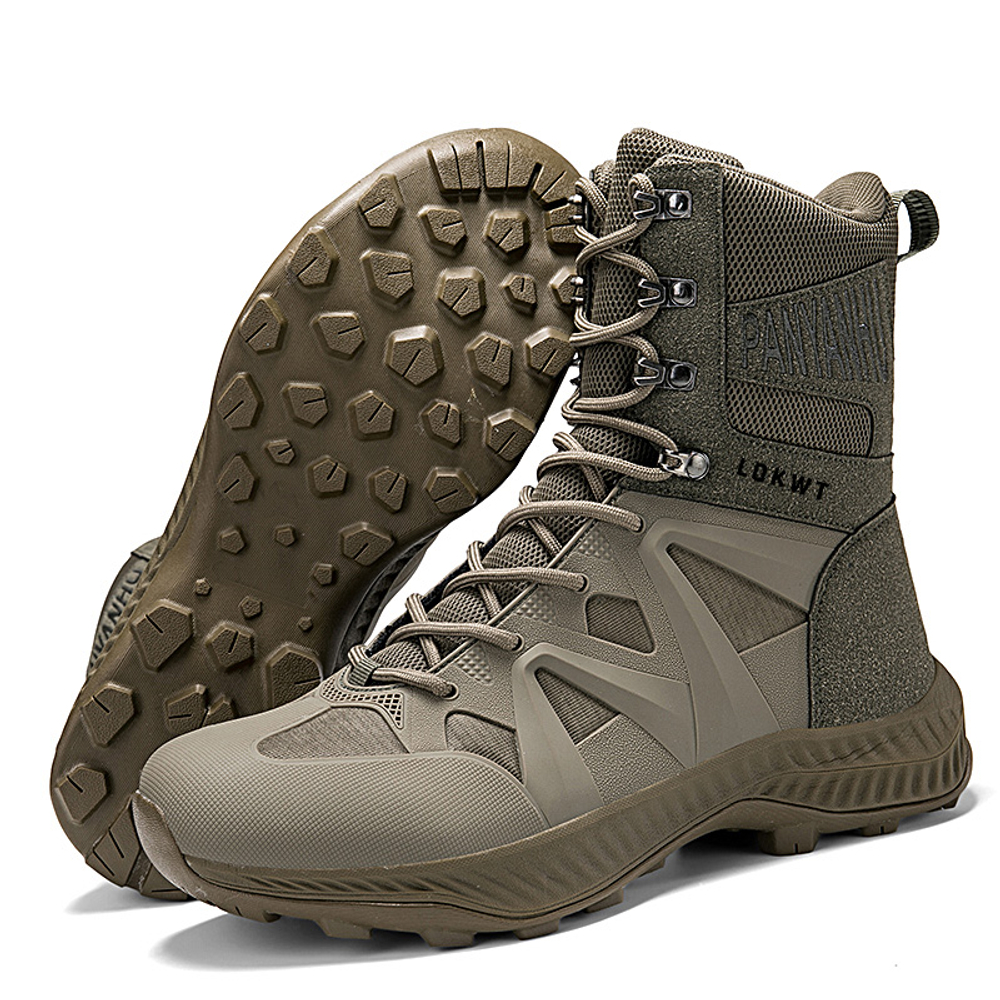 LOKWT Tactical Boots Mesh Breathable Abrasion Resistant Slip Resistant Crew Hiking Training Outdoor Boots