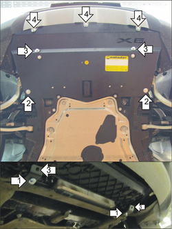 Защита Радиатора. 3 мм, Сталь. для BMW X6 (e71, E72) 2012-2014, BMW X6 (e71, E72) 2010-2012 MOTODOR.10209