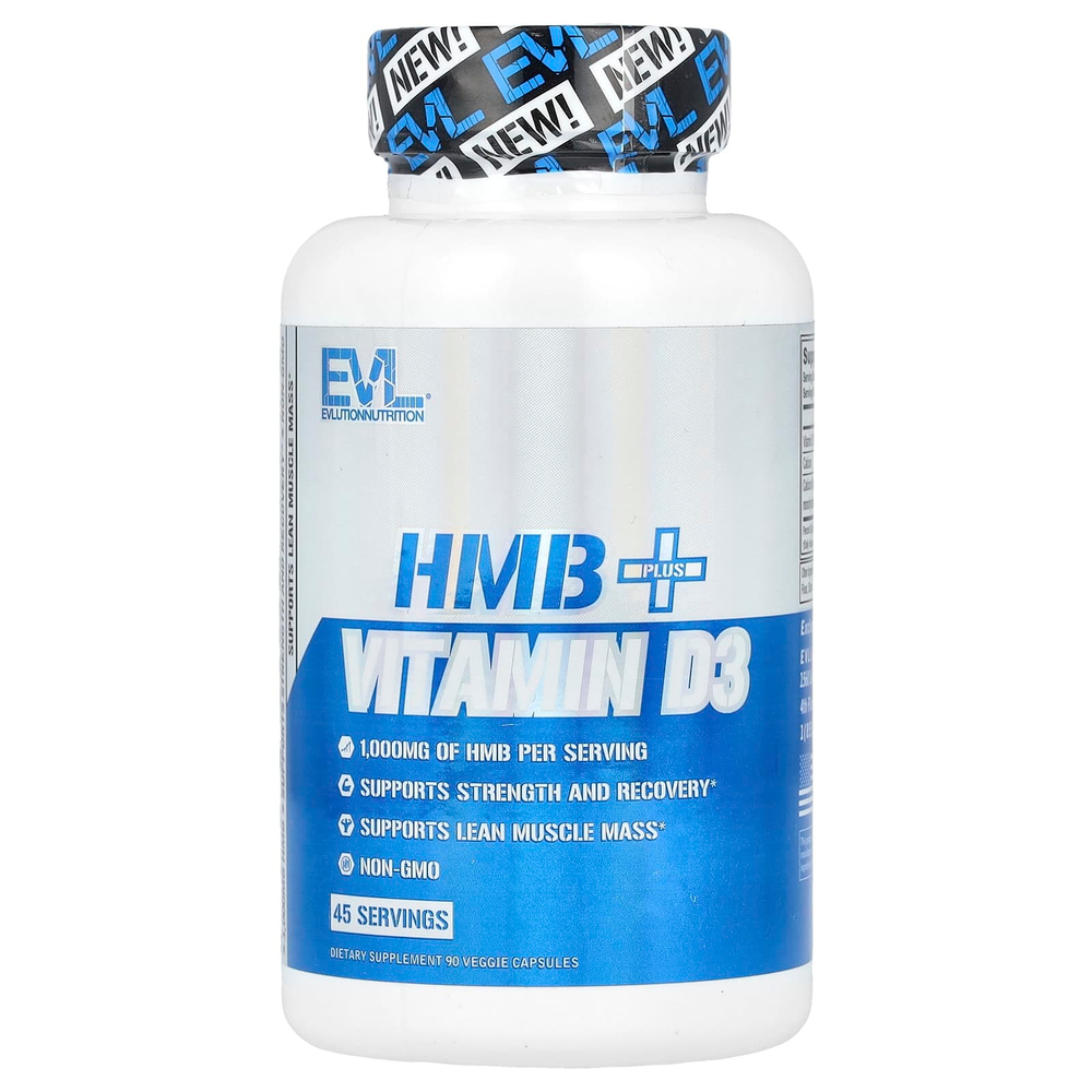 EVLution Nutrition, HMB + витамин D3, 90 растительных капсул