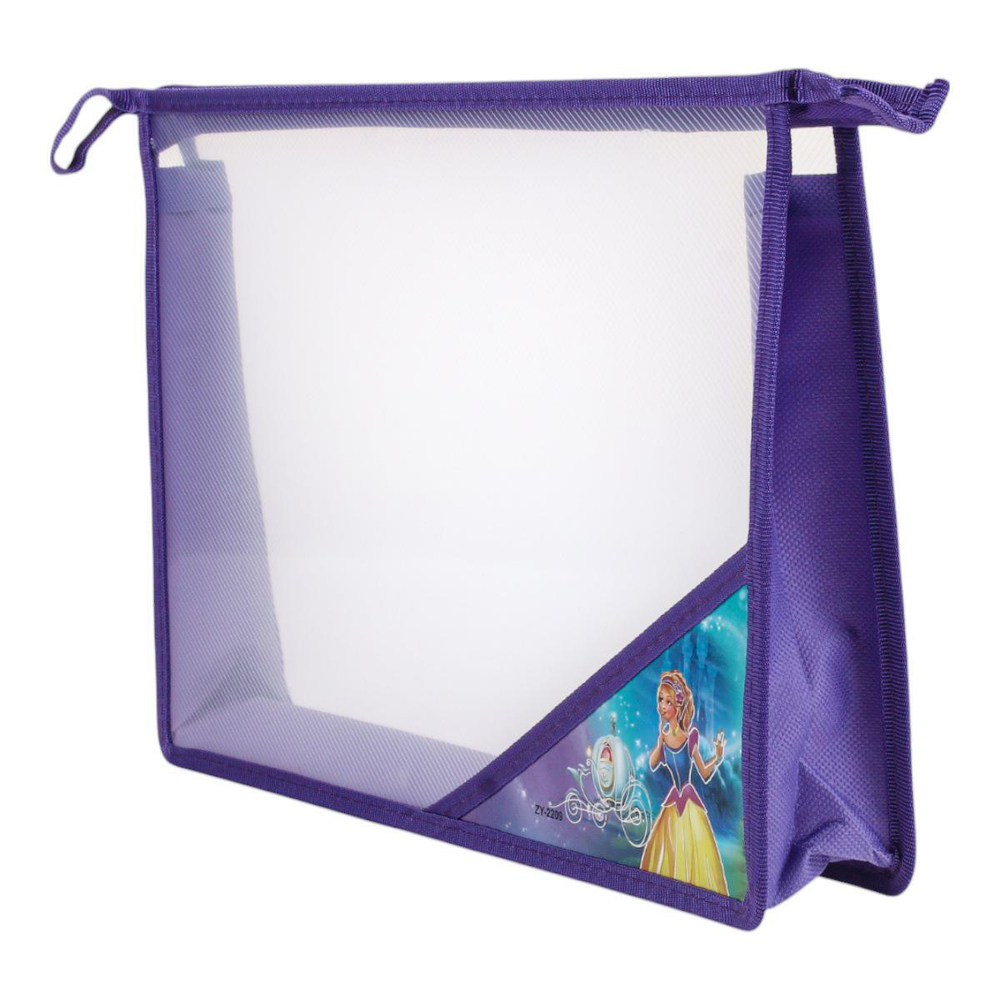 Папка А4 на молнии, прозр.пластик, дизайн на уголке, 60мм, микс 12 (Basir)