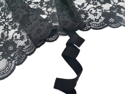 Отделочная резинка (Турция) без фестонов, 15 мм, черная (Арт: OTR531/15T-170), м