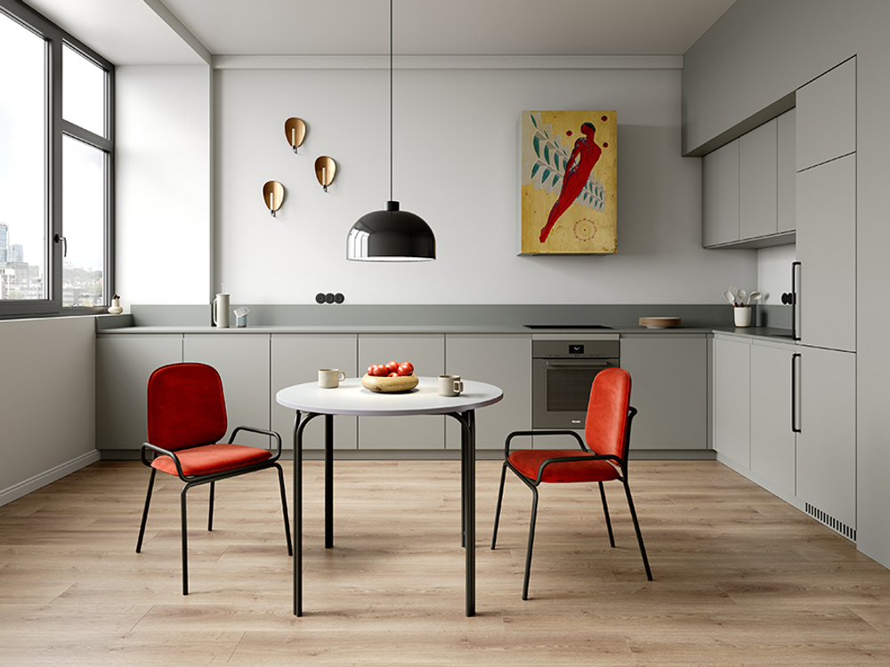 Стол обеденный ror, D90 см, черный/серый