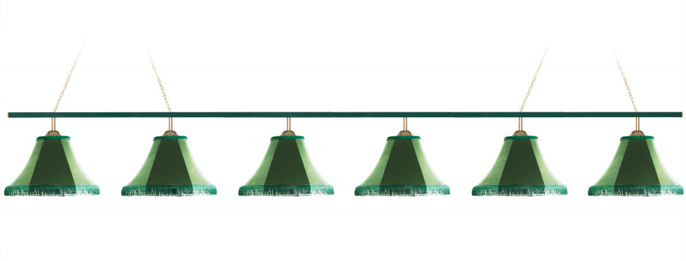 Лампа Классика 6 пл. металл (бархат зеленый,бахрома желтая,фурнитура золото)