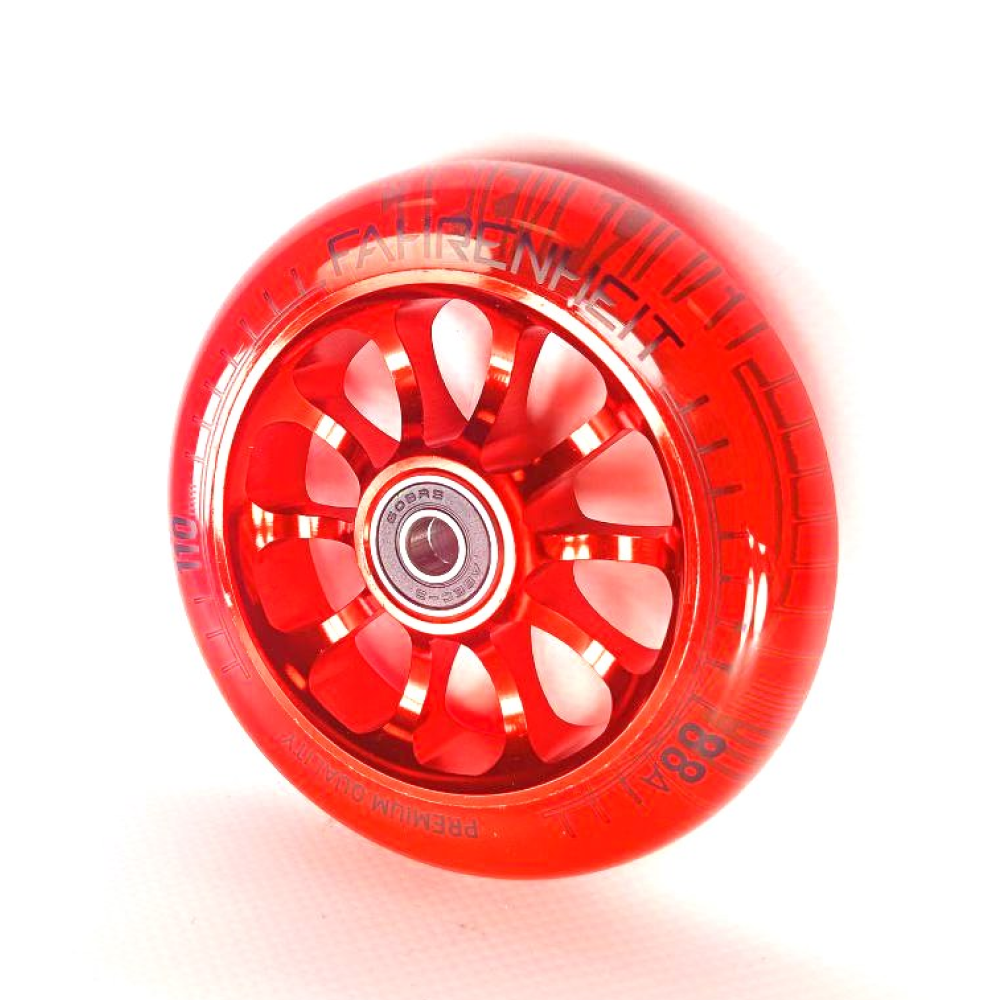 Колесо Fahrenheit 110*24 mm 10-Spoked, красный/прозрачный красный