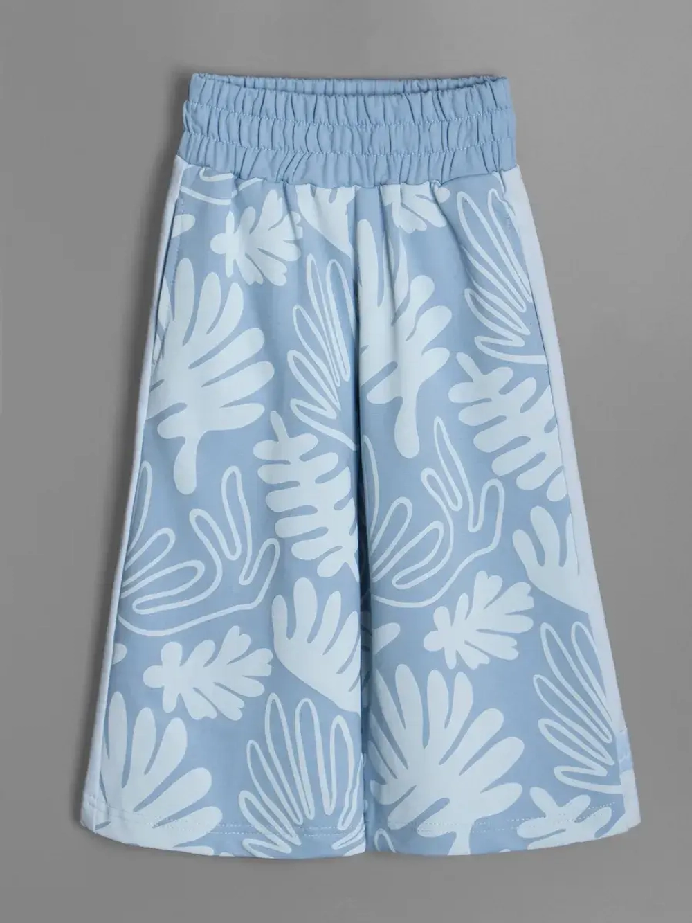 Летний голубой костюм для девочки, футболка и кюлоты