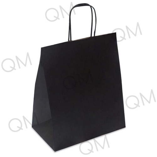 Крафт пакет с кручеными ручками и прямоугольным дном 240*140*280 мм 80 г/м2 черный внутри бурый, 10шт