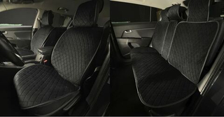 Накидки сидений ПОЛНЫЙ Coolpart MAXIMAL (кт11пр) - JJ-13-BLBL - Алькантара Ромб черный/ шов черный