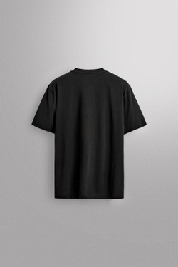 ZARA БАЗОВАЯ СПОРТИВНАЯ ФУТБОЛКА ИЗ ХЛОПКА, ЧЕРНЫЙ