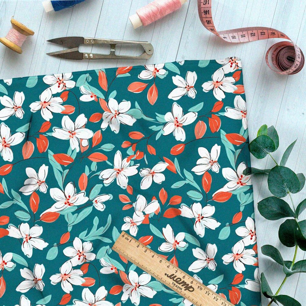 Ткань премиум таффета цветочный поток фантазий