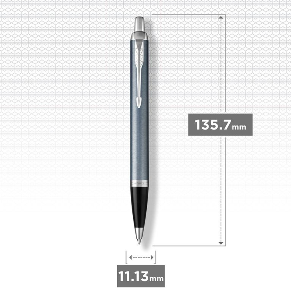 Шариковая ручка Parker IM Metal Light Blue Grey CT стержень: M, цвет чернил: blue, в подарочной упаковке.