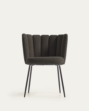 Стул Aniela из черной ткани букле и металла с черной отделкой