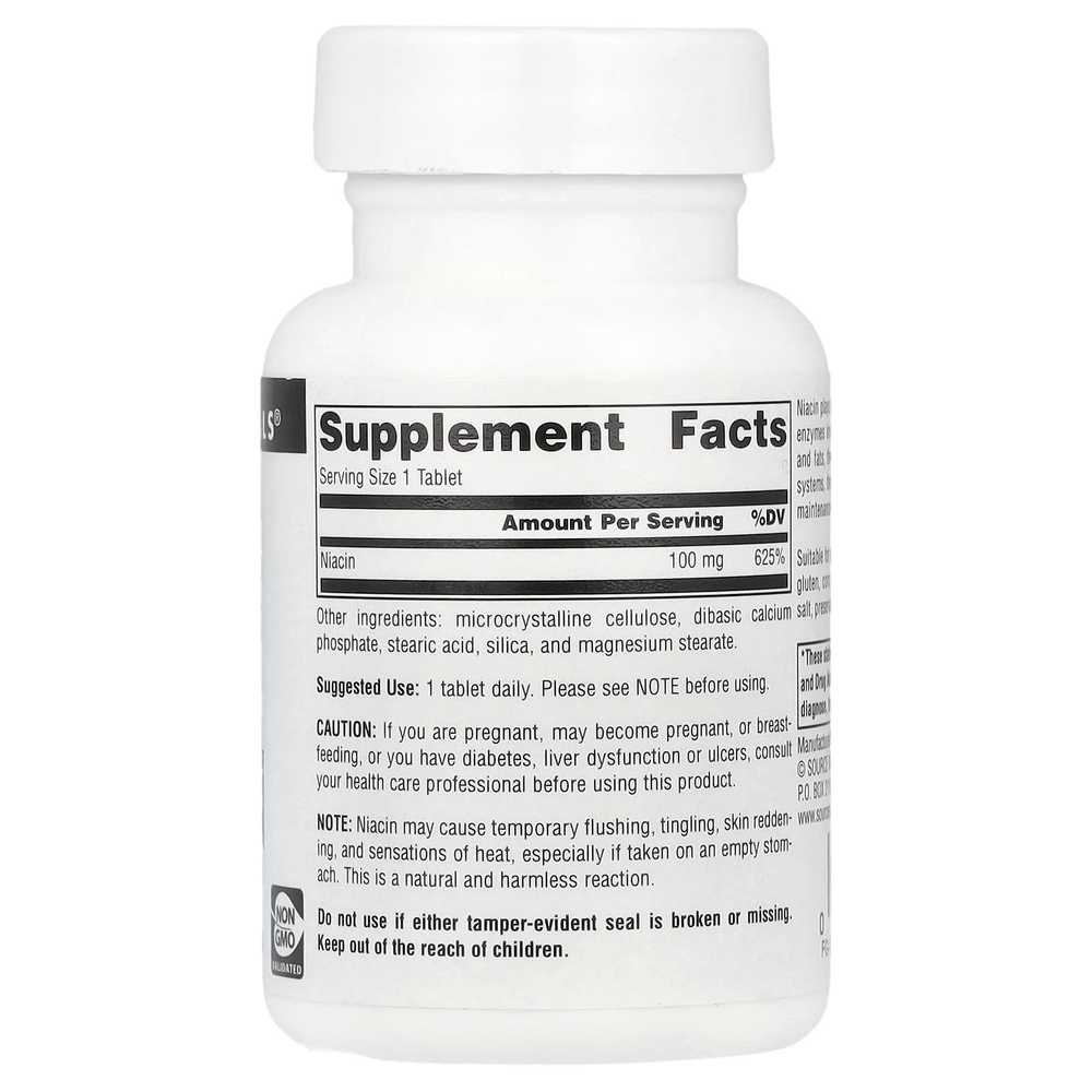 Source Naturals, Ниацин, 100 мг, 100 таблеток