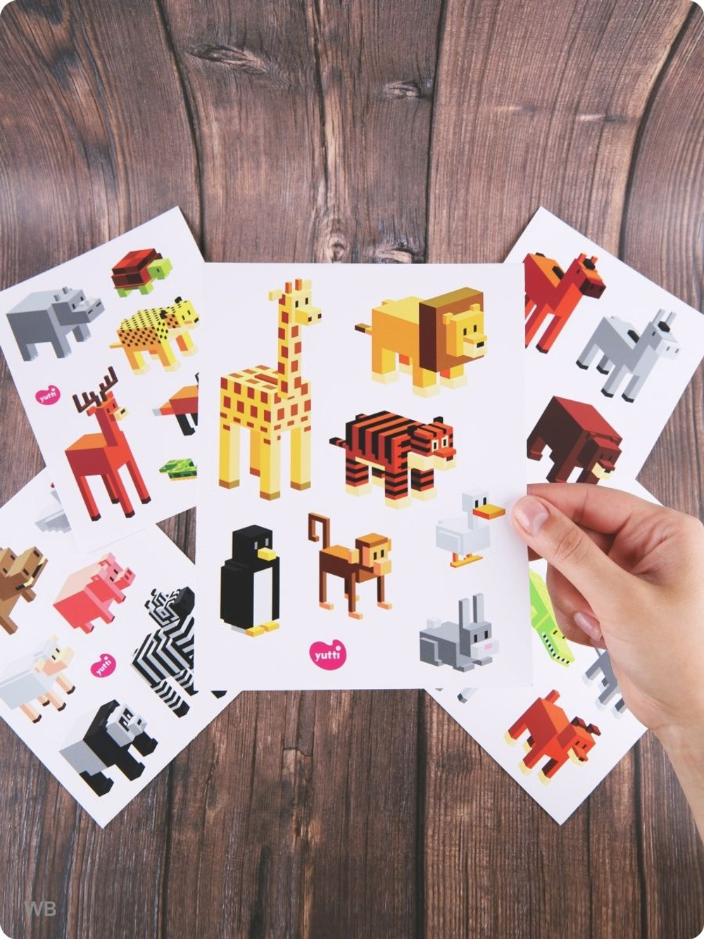 Набор наклеек Майнкрафт, пиксельные животные из Minecraft