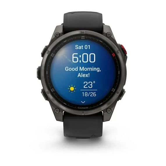 Умные часы Garmin Fenix 8 Pro AMOLED 47 мм, сапфировое стекло, титановый корпус Carbon Gray DLC, черно-серый ремешок