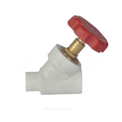 Клапан (вентиль) PP-R запорный белый Дн 25х45гр внутр/наруж пайка RTP (РосТурПласт) 14220