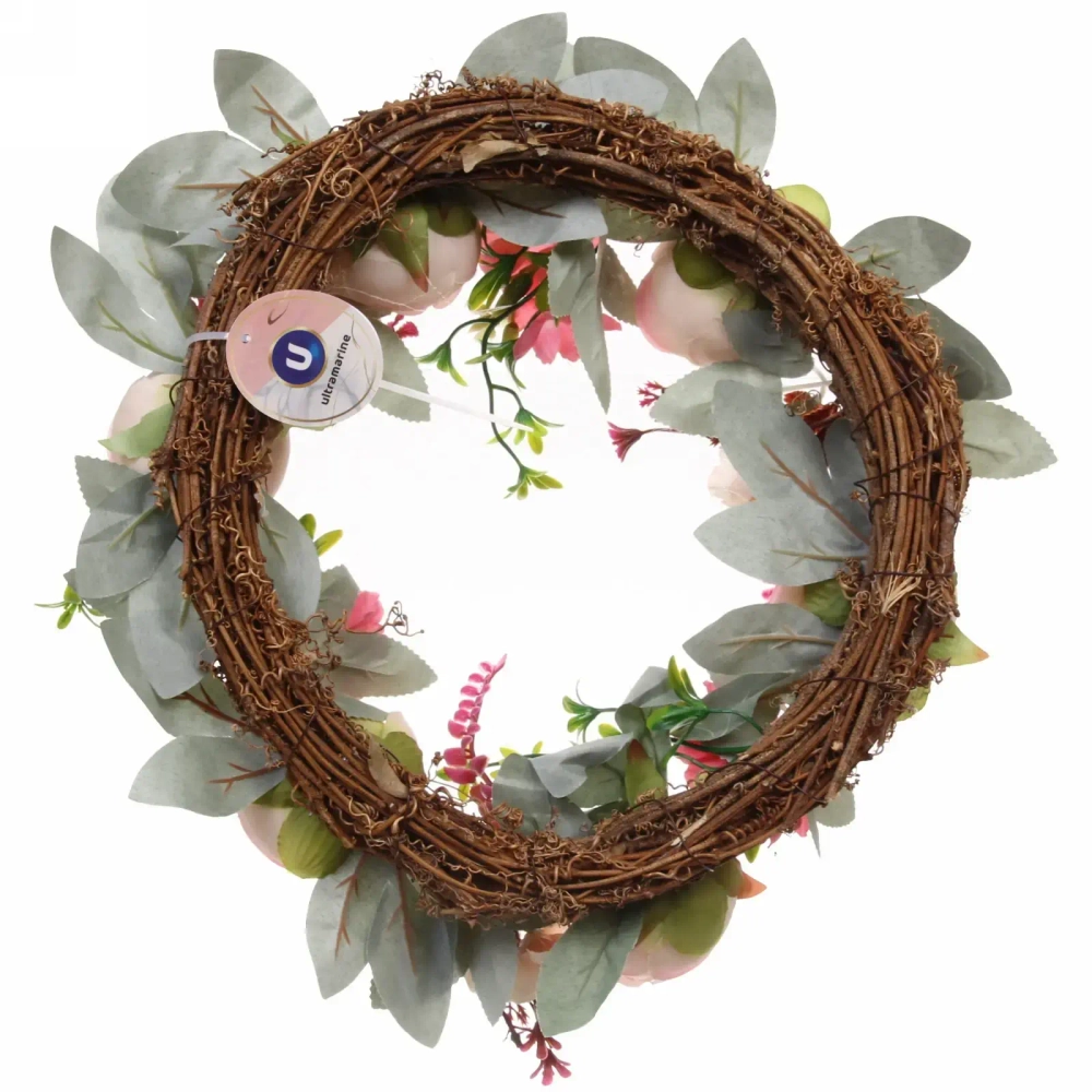 Цветы искусственные венок «Нежная роза» 42см